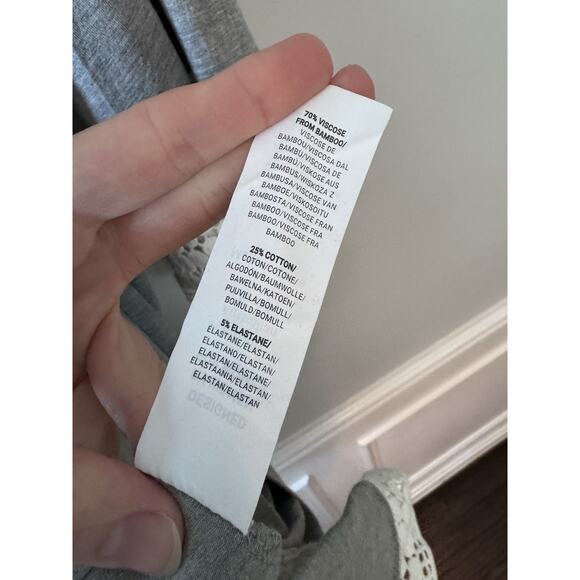 Angel Maternity Womens Sz XL/2XL Bamboo Robe Grey Crochet Trim Hospital Robe NWT - Picture 11 of 13